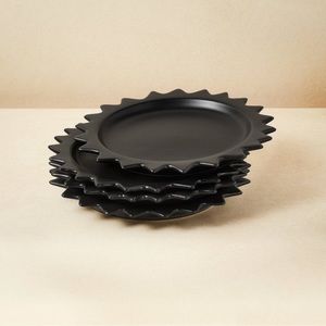 JUNGALOW x OPALHOUSE NEW 4pk stonewear pointed sun dinner plates -black